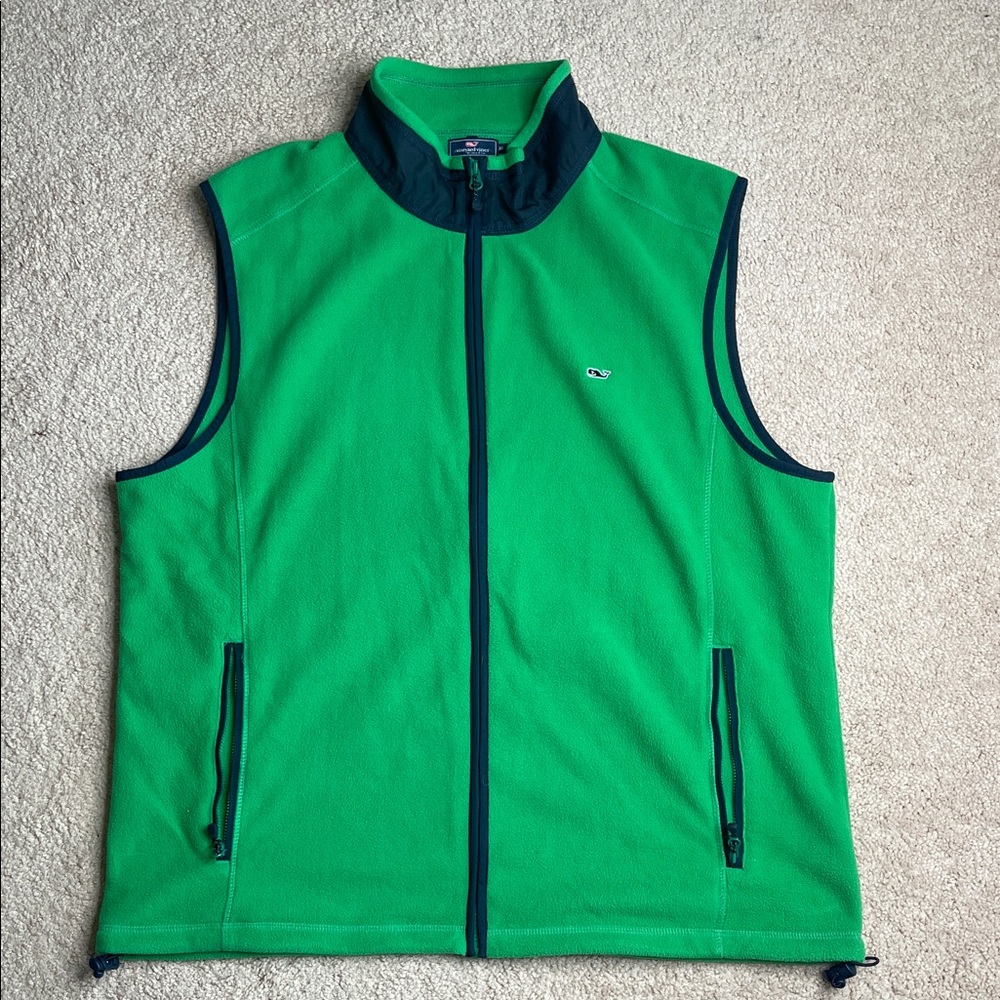 Vineyard Vines Men's Bright Green and Dark Blue Vest